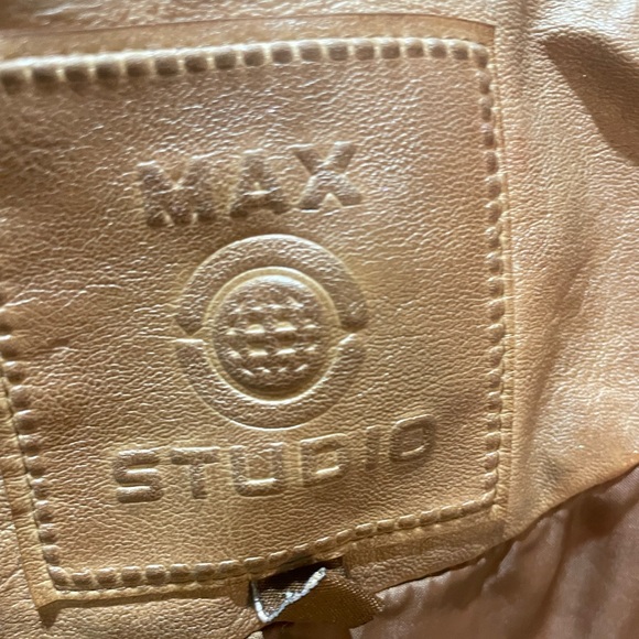 Max Studio Moto faux Leather Jacket - Camel Brown, Large - Picture 6 of 8